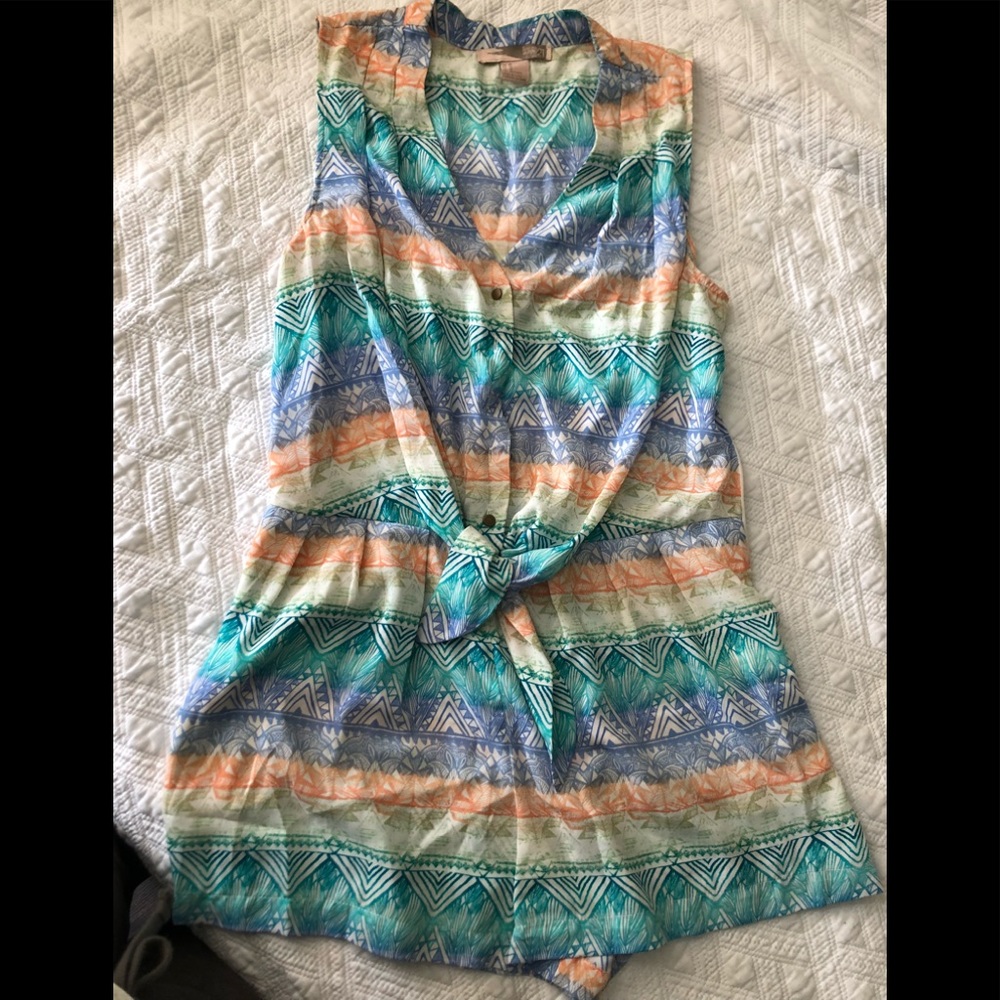 Patterned Tie-front Romper